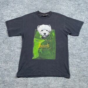 Harrods Knightsbridge Westie Dog Green Bag Graphic T-Shirt Mens Medium Black